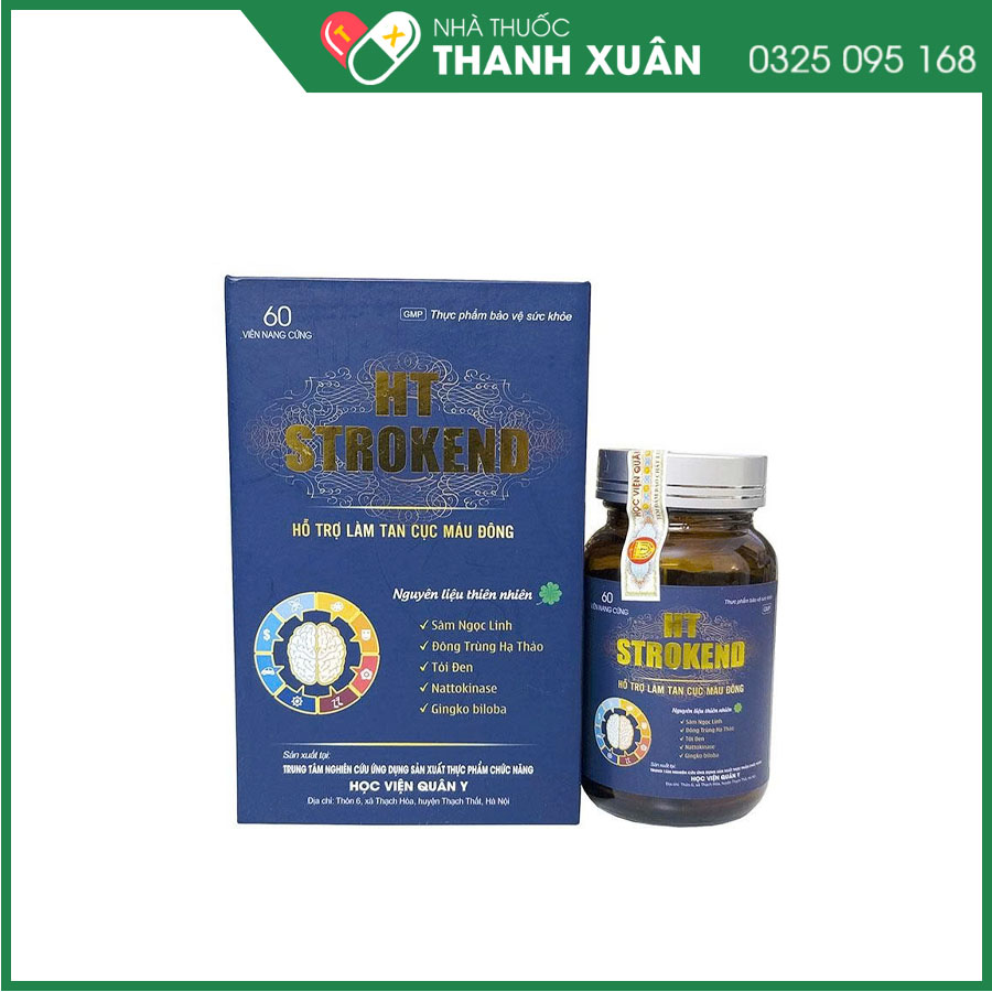 HT Strokend hỗ trợ giảm cholesterol, ngừa huyết khối, tăng tuần hoàn máu não và bảo vệ chức năng não bộ
